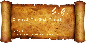 Orgován Györgyi névjegykártya